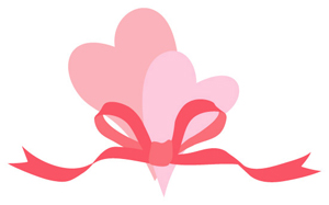 花（薔薇）ハート＆リボン　クロスステッチ無料図案　フリーチャート