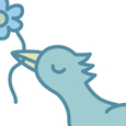 青い鳥＆お花　図案無料